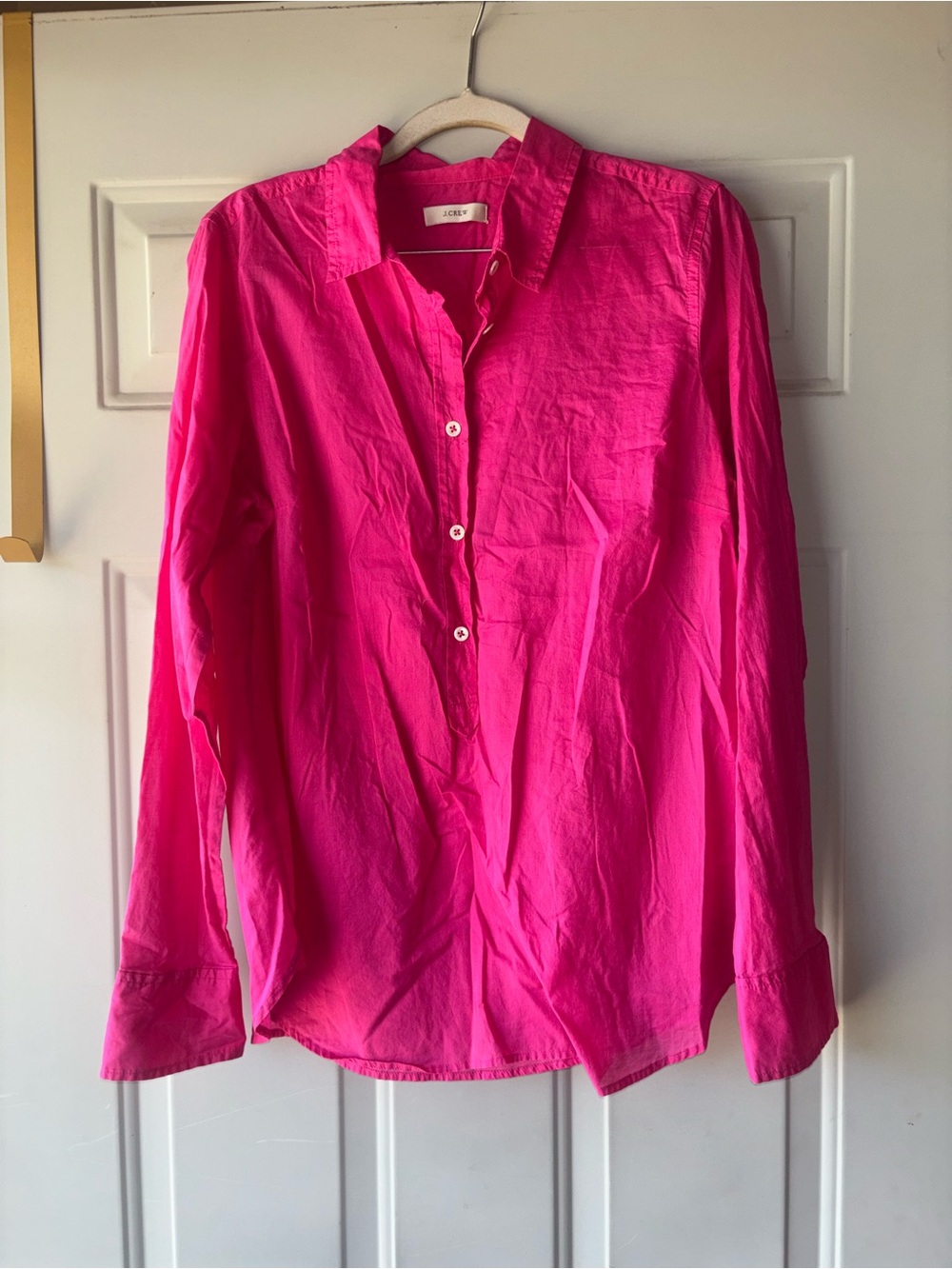 J. Crew hot pink 1/2-button top size S